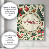 Personalised Name Festive Christmas Stocking Custom Bespoke  Contemporary Display Canvas Wall Art Print Decor Picture Ready to Hang