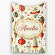 Vintage Christmas Baubles Ornaments Stars Elegant Holiday Seamless  Personalised Custom Name Super Soft Fleece Blanket Bed Sofa Throw