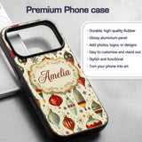 Vintage Christmas Baubles Ornaments Stars Elegant Custom Name Protective Phone Case Mobile Cover Durable Everyday Smartphone Shock Resistant