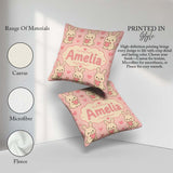 Custom Name Cute Bunny Heart Cartoon Animal Pattern Perfect for Square Filled Cushion Throw Pillow Sofa Bed Home Decor Zip Washable UK Made