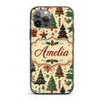 Modern Christmas Trees Gifts Stars Ornaments Custom Name Protective Phone Case Mobile Cover Durable Everyday Smartphone Shock Resistant