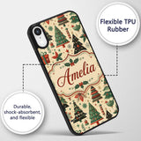 Modern Christmas Trees Gifts Stars Ornaments Custom Name Protective Phone Case Mobile Cover Durable Everyday Smartphone Shock Resistant