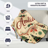 Modern Christmas Trees Gifts Stars Ornaments Festive Seamless Lovely  Personalised Custom Name Super Soft Fleece Blanket Bed Sofa Throw