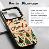 Modern Christmas Trees Gifts Stars Ornaments Custom Name Protective Phone Case Mobile Cover Durable Everyday Smartphone Shock Resistant