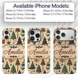 Modern Christmas Trees Gifts Stars Ornaments Custom Name Protective Phone Case Mobile Cover Durable Everyday Smartphone Shock Resistant
