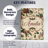 Personalised Name Classic Christmas Floral Custom  Unique Gift Idea Elegant Feature Canvas Wall Art Print Decor Picture Ready to Hang