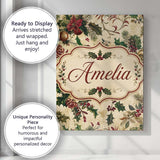Personalised Name Classic Christmas Floral Custom  Unique Gift Idea Elegant Feature Canvas Wall Art Print Decor Picture Ready to Hang
