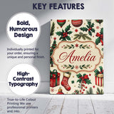Personalised Name Festive Christmas Gifts Custom  Unique Gift Idea Elegant Feature Canvas Wall Art Print Decor Picture Ready to Hang