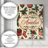 Personalised Name Festive Christmas Gifts Custom  Unique Gift Idea Elegant Feature Canvas Wall Art Print Decor Picture Ready to Hang