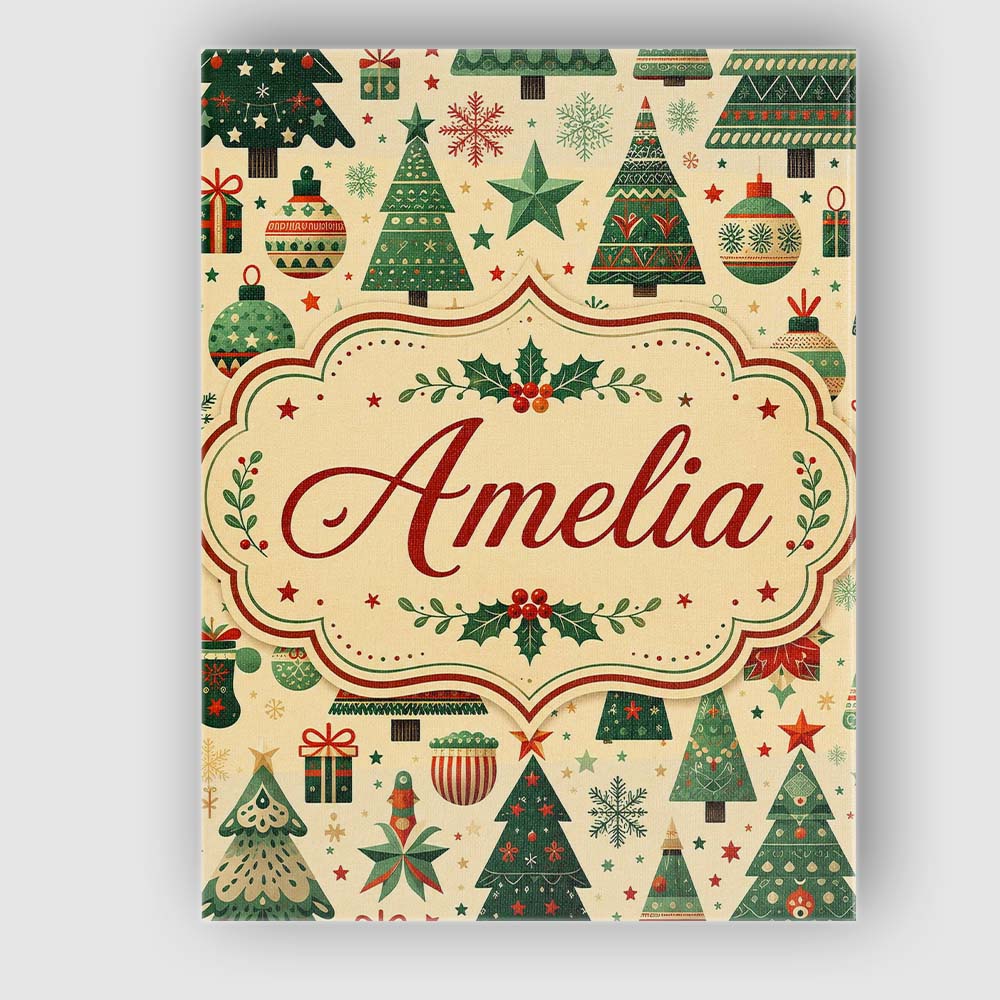 Personalised Name Scandinavian Christmas Custom  Unique Gift Idea Elegant Feature Canvas Wall Art Print Decor Picture Ready to Hang