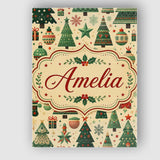 Personalised Name Scandinavian Christmas Custom  Unique Gift Idea Elegant Feature Canvas Wall Art Print Decor Picture Ready to Hang