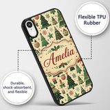 Scandinavian Christmas Trees Ornaments Nordic Custom Name Protective Phone Case Mobile Cover Durable Everyday Smartphone Shock Resistant