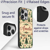 Scandinavian Christmas Trees Ornaments Nordic Custom Name Protective Phone Case Mobile Cover Durable Everyday Smartphone Shock Resistant