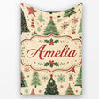Christmas Trees Stars Snowflakes Holiday Seamless Pattern Lovely  Personalised Custom Name Super Soft Fleece Blanket Bed Sofa Throw
