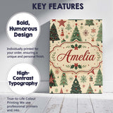 Personalised Name Christmas Trees Stars Custom  Modern Room Accent Elegant Feature Canvas Wall Art Print Decor Picture Ready to Hang