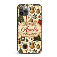 Vintage Christmas Trees Gifts Baubles Candy Cane Custom Name Protective Phone Case Mobile Cover Durable Everyday Smartphone Shock Resistant