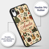 Vintage Christmas Trees Gifts Baubles Candy Cane Custom Name Protective Phone Case Mobile Cover Durable Everyday Smartphone Shock Resistant