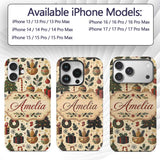 Vintage Christmas Trees Gifts Baubles Candy Cane Custom Name Protective Phone Case Mobile Cover Durable Everyday Smartphone Shock Resistant