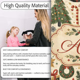 Vintage Christmas Trees Gifts Baubles Candy Cane Festive Seamless  Personalised Custom Name Super Soft Fleece Blanket Bed Sofa Throw