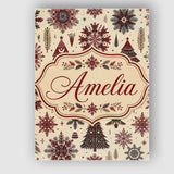 Personalised Name Red Black Nordic Christmas Custom Bespoke  Contemporary Display Canvas Wall Art Print Decor Picture Ready to Hang