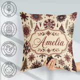 Custom Name Red Black Nordic Christmas Trees Snowflakes Seamless Square Filled Cushion Throw Pillow Sofa Bed Home Decor Zip Washable UK Made