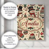 Personalised Name Cute Snowman Christmas Custom  Unique Gift Idea Elegant Feature Canvas Wall Art Print Decor Picture Ready to Hang