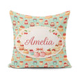 Custom Name Cherry Chocolate Cake Seamless Teal Background Sweet Square Filled Cushion Throw Pillow Sofa Bed Home Decor Zip Washable UK Made