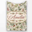 Minimal Winter Botanical Pine Branch Berries Seamless Pattern Lovely  Personalised Custom Name Super Soft Fleece Blanket Bed Sofa Throw