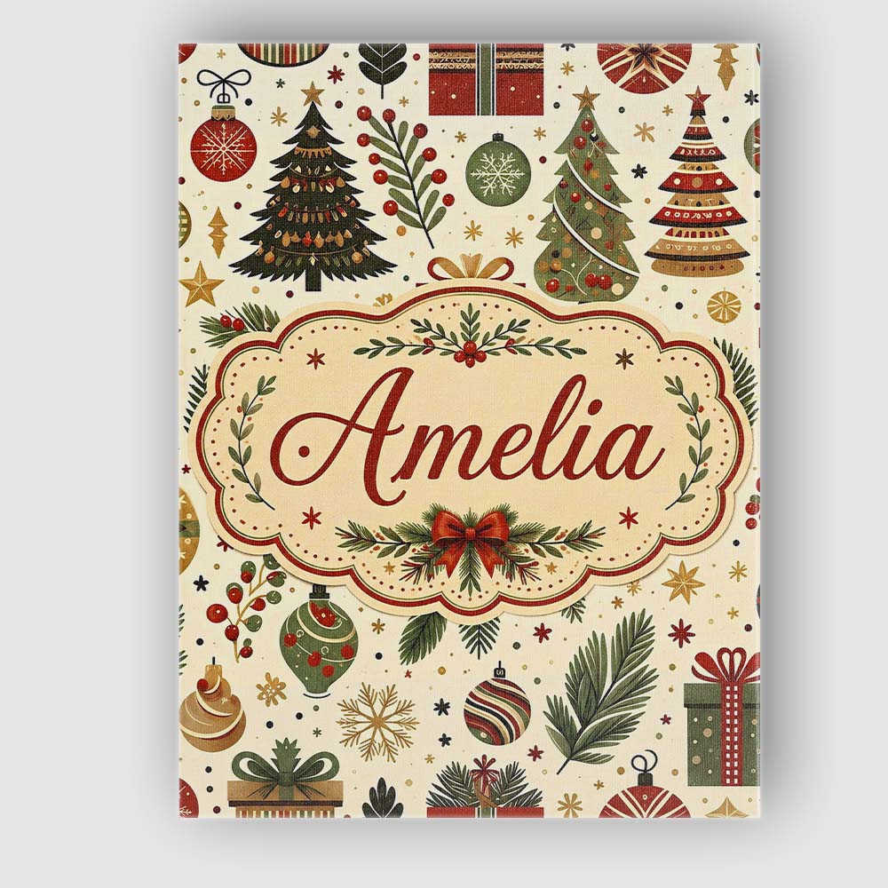 Personalised Name Scandinavian Christmas Custom  Unique Gift Idea Elegant Feature Canvas Wall Art Print Decor Picture Ready to Hang