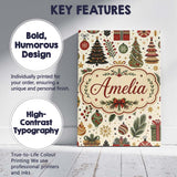 Personalised Name Scandinavian Christmas Custom  Unique Gift Idea Elegant Feature Canvas Wall Art Print Decor Picture Ready to Hang