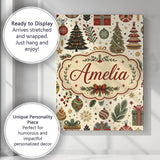 Personalised Name Scandinavian Christmas Custom  Unique Gift Idea Elegant Feature Canvas Wall Art Print Decor Picture Ready to Hang