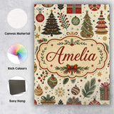Personalised Name Scandinavian Christmas Custom  Unique Gift Idea Elegant Feature Canvas Wall Art Print Decor Picture Ready to Hang