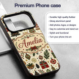 Scandinavian Christmas Trees Gifts Printed Design Custom Name Protective Phone Case Mobile Cover Durable Everyday Smartphone Shock Resistant