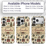 Scandinavian Christmas Trees Gifts Printed Design Custom Name Protective Phone Case Mobile Cover Durable Everyday Smartphone Shock Resistant