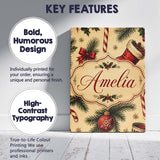 Personalised Name Classic Christmas Stocking Custom Bespoke  Contemporary Display Canvas Wall Art Print Decor Picture Ready to Hang