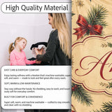 Classic Christmas Stocking Holly Pine Branch Candy Cane Seamless  Personalised Custom Name Super Soft Fleece Blanket Bed Sofa Throw