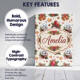 Personalised Name Christmas Bells Candles Custom  Unique Gift Idea Elegant Feature Canvas Wall Art Print Decor Picture Ready to Hang