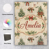 Personalised Name Elegant Christmas Custom  Unique Gift Idea Contemporary Display Canvas Wall Art Print Decor Picture Ready to Hang