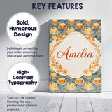 Personalised Name Yellow Artistic Cake Seamless Pattern Painted Custom  Statement Canvas Wall Art Print Decor Picture Ready to Hang