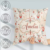 Custom Name Delicate Hanging Christmas Baubles Garland Seamless Square Filled Cushion Throw Pillow Sofa Bed Home Decor Zip Washable UK Made