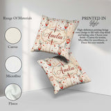 Custom Name Delicate Hanging Christmas Baubles Garland Seamless Square Filled Cushion Throw Pillow Sofa Bed Home Decor Zip Washable UK Made