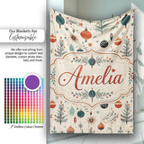 Christmas Ornaments Trees Stars Mid Century Seamless Pattern Lovely  Personalised Custom Name Super Soft Fleece Blanket Bed Sofa Throw