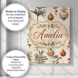 Personalised Name Elegant Botanical Christmas Custom Unique Gift Idea Modern Room Accent Canvas Wall Art Print Decor Picture Ready to Hang