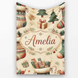 Cozy Christmas Stockings Gifts Candy Canes Seamless Pattern Lovely  Personalised Custom Name Super Soft Fleece Blanket Bed Sofa Throw