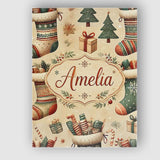Personalised Name Cozy Christmas Stockings Custom  Unique Gift Idea Elegant Feature Canvas Wall Art Print Decor Picture Ready to Hang