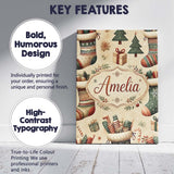 Personalised Name Cozy Christmas Stockings Custom  Unique Gift Idea Elegant Feature Canvas Wall Art Print Decor Picture Ready to Hang