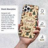 Cozy Christmas Stockings Gifts Printed Design Custom Name Protective Phone Case Mobile Cover Durable Everyday Smartphone Shock Resistant
