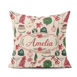 Custom Name Festive Holiday Cakes Wreaths Candles Gifts Seamless Square Filled Cushion Throw Pillow Sofa Bed Home Decor Zip Washable UK Made