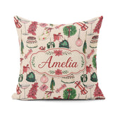 Custom Name Festive Holiday Cakes Wreaths Candles Gifts Seamless Square Filled Cushion Throw Pillow Sofa Bed Home Decor Zip Washable UK Made