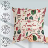Custom Name Festive Holiday Cakes Wreaths Candles Gifts Seamless Square Filled Cushion Throw Pillow Sofa Bed Home Decor Zip Washable UK Made